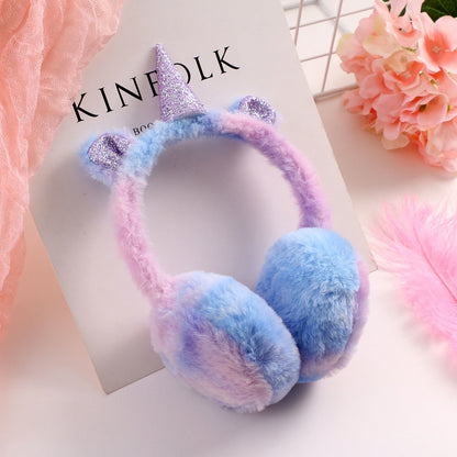 Unicorn Gradient Plush Warm Earmuffs For Kids 2