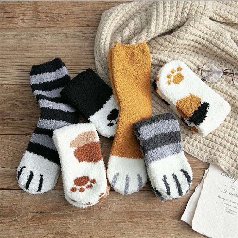Winter Cat Claws Cute Thick Warm Sleep Floor Socks 2