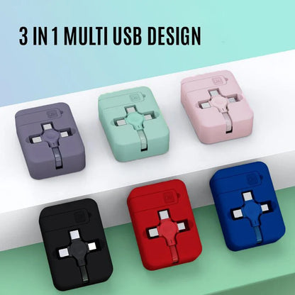 3 in 1 All USB Types Retractable Charging Cable Box 2