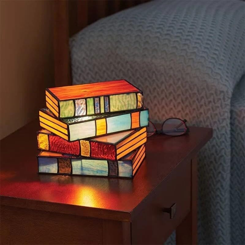 Stained Glass Stacked Books Lamp 2