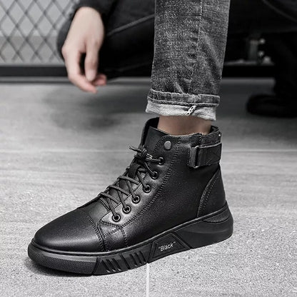 MEN BLACK LEATHER BOOTS 2