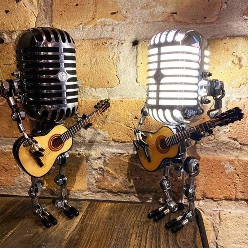 Vintage Microphone Guitar Robot Table Lamp 2