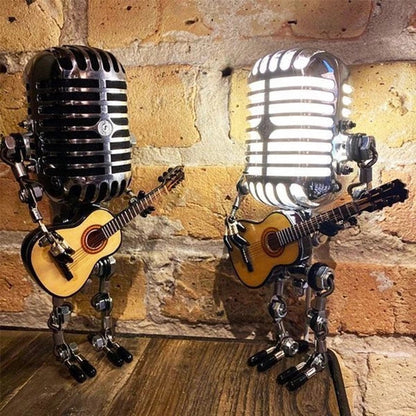 Vintage Microphone Guitar Robot Table Lamp 2