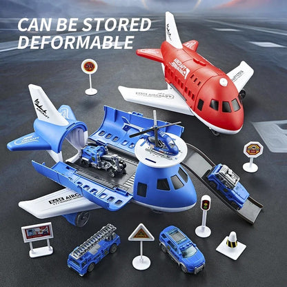 Transformable Airplane Transport Playset for Kids 2
