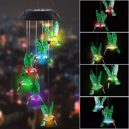 Solar-Powered Dangling Hummingbird Lights 2