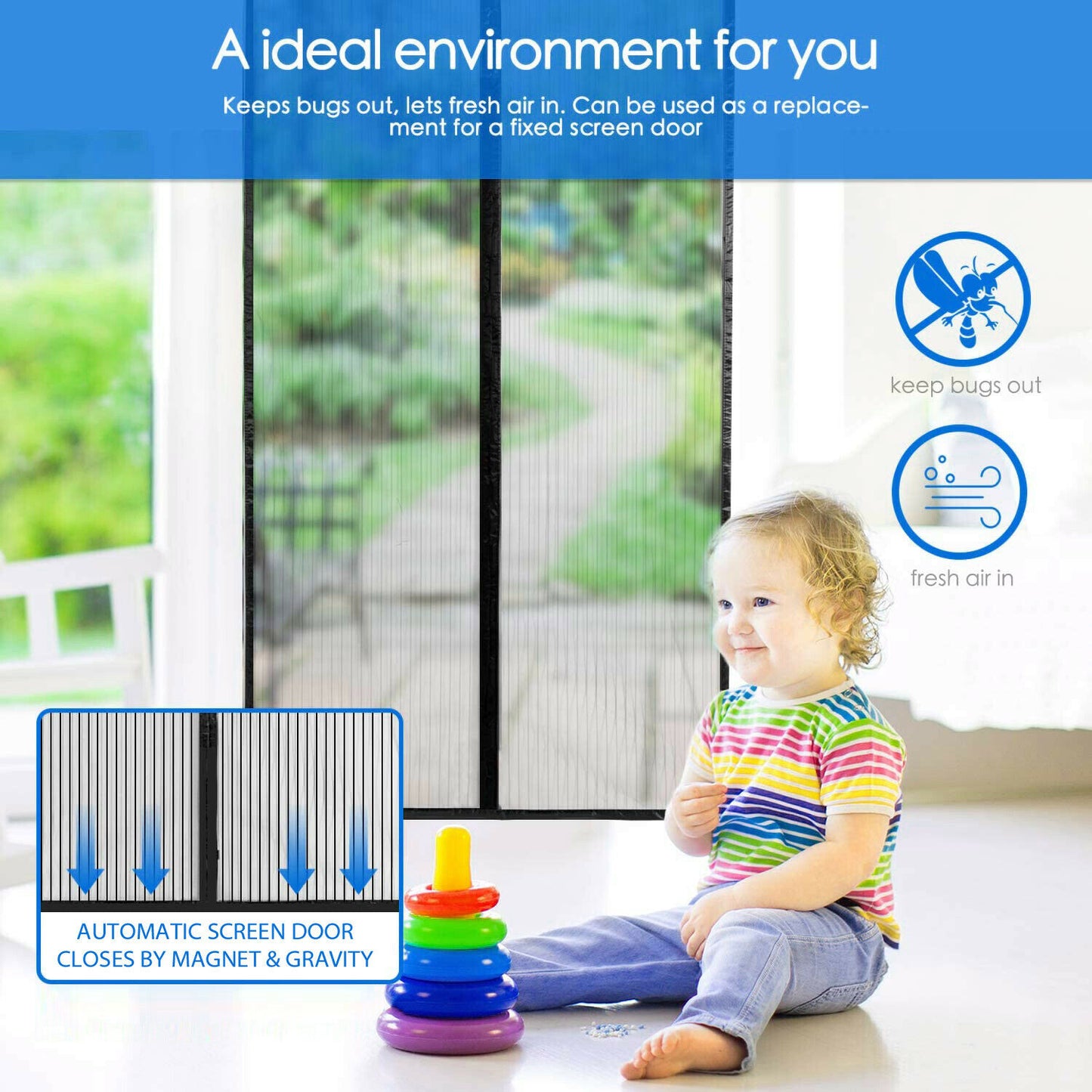 Magnetic Self Sealing Heavy Duty Screen Door 2