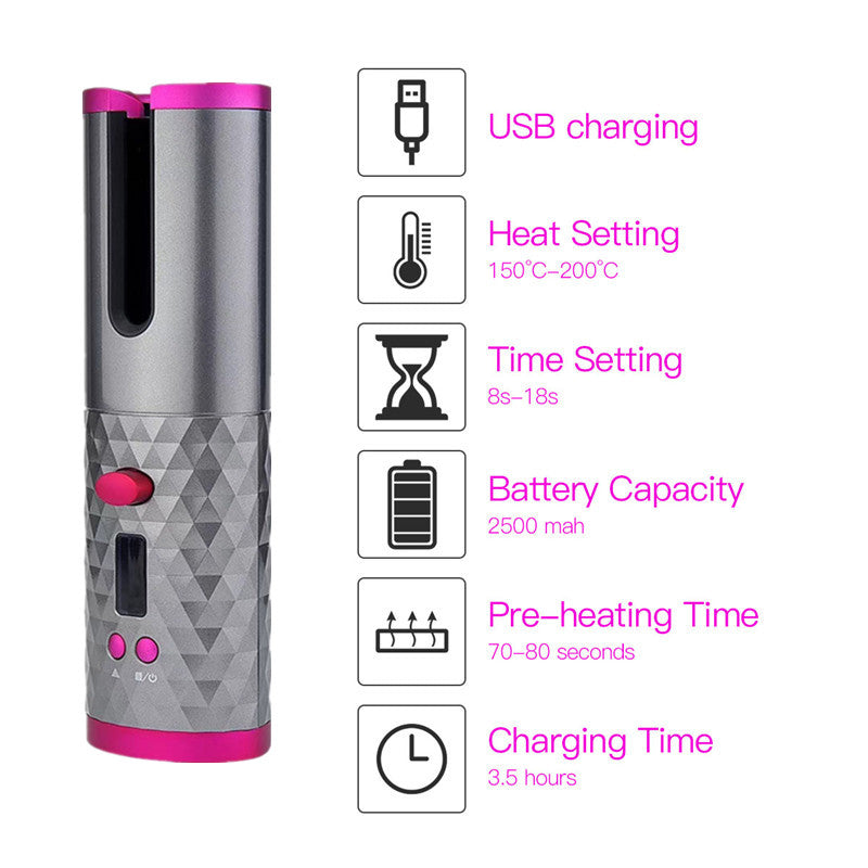 Portable USB Cordless Automatic Hair Curler 2