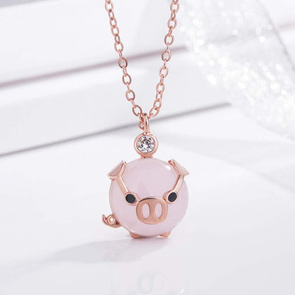 Rose Gold Lucky Pig Necklace 2