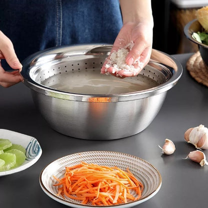 3 in 1 Stainless Steel Drain Basket with Vegetable Cutter 2