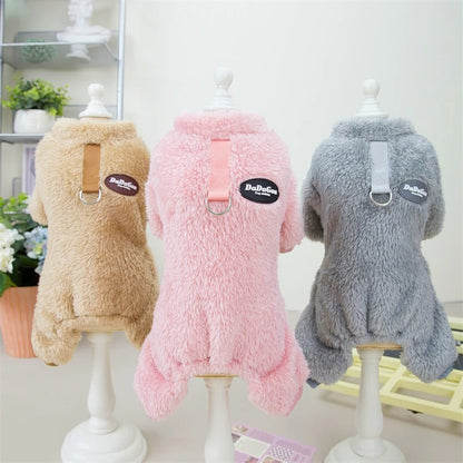 Fleece Pet Elastic Jumpsuit with Pull Ring 2
