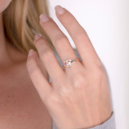 NAMES&BIRTHSTONES HEART RING 2