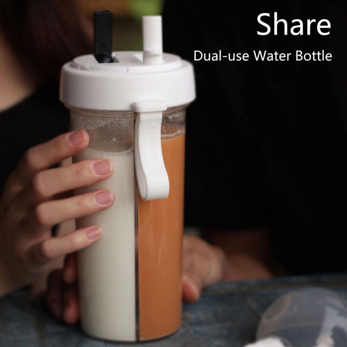Water Bottle with Two Straw 2