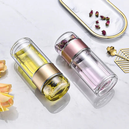 Double Wall Glass Separation Tea Infuser Bottle 2