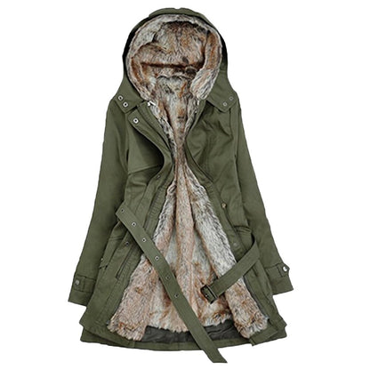 Hooded Faux Artificial Fur Slim Jacket 2