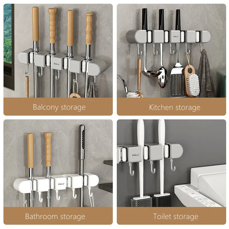 Mop & Broom Holder with Hook 2