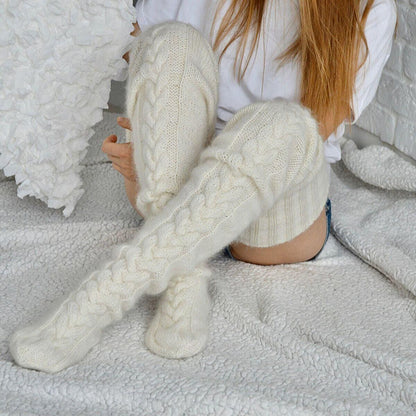 Warm Wool Knitted Over Knee Long Socks 2