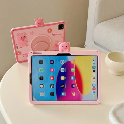 Cartoon Camera-Style Tablet Protective Case with Ring Stand 2