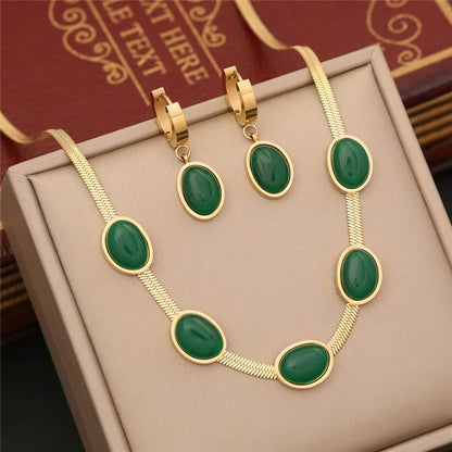 Emerald Necklace Earrings Bracelet 2