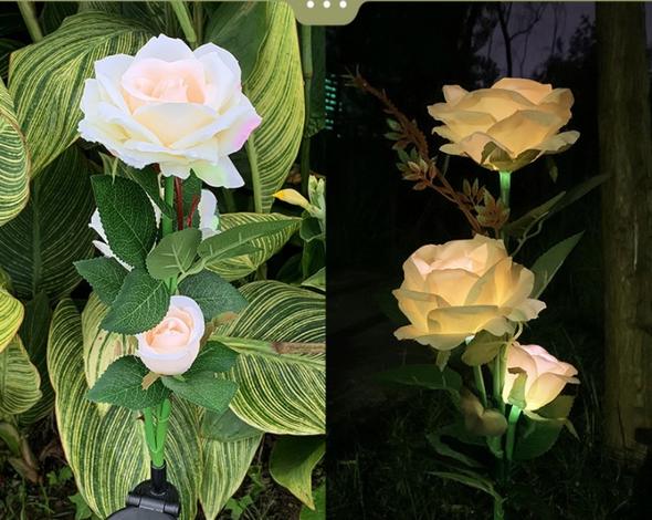 ARTIFICIAL ROSE SOLAR GARDEN STAKE LIGHTS -5 PACKS 2