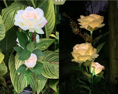 ARTIFICIAL ROSE SOLAR GARDEN STAKE LIGHTS -5 PACKS 2