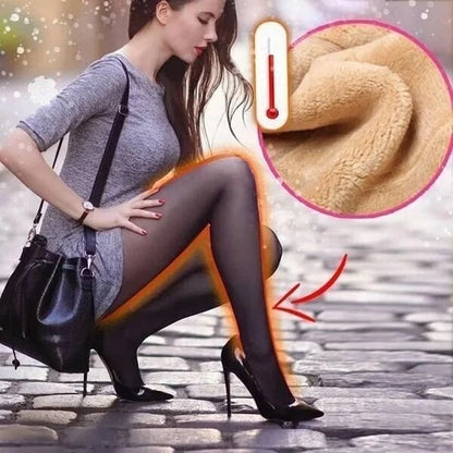 Flawless Legs Fake Translucent Warm Plush Lined Elastic Leggings 2