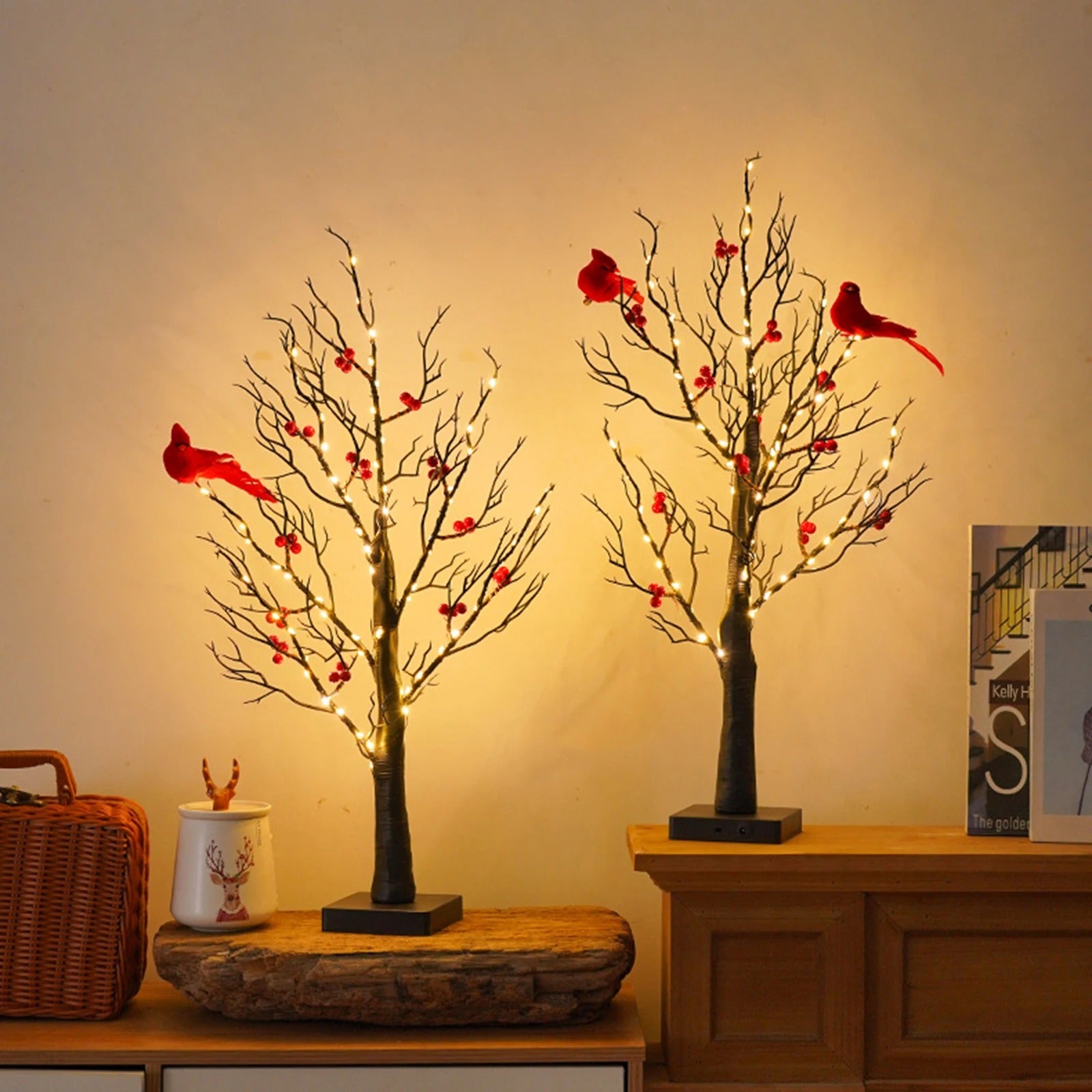 Vintage Glowing Tree with Cardinals 2