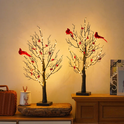 Vintage Glowing Tree with Cardinals 2