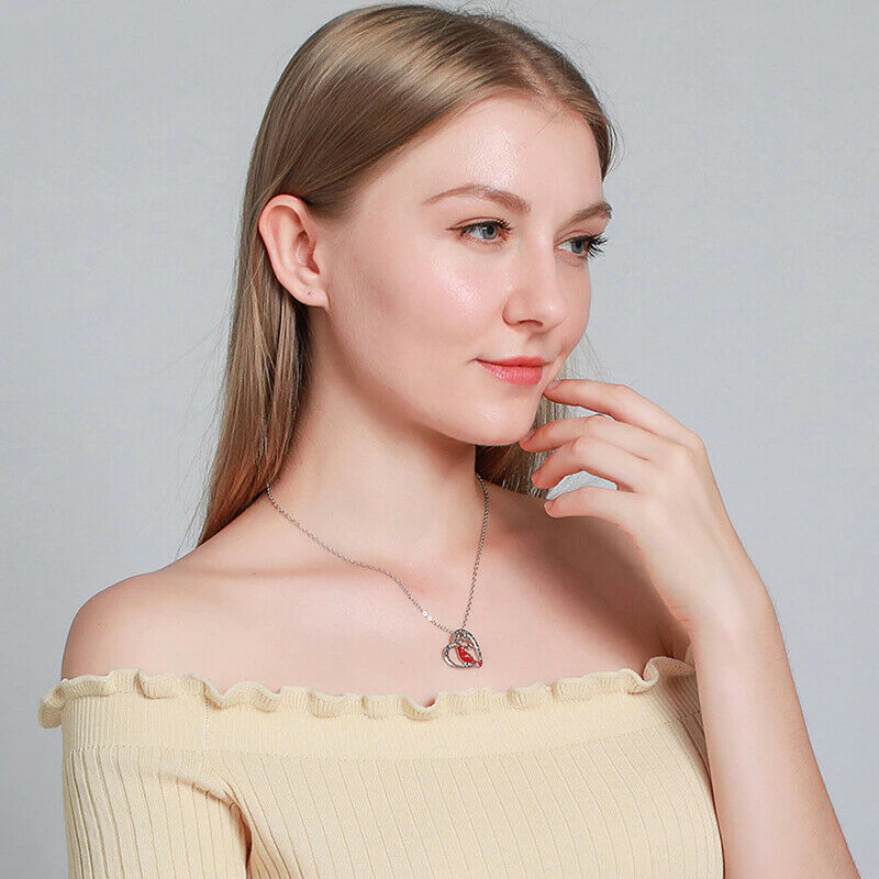 Cardinal Heart Pendant Necklace 2