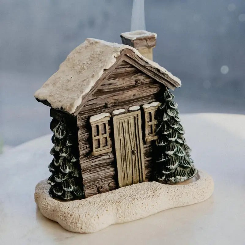 Log Cabin Incense Burner with Smoking Chimney 2