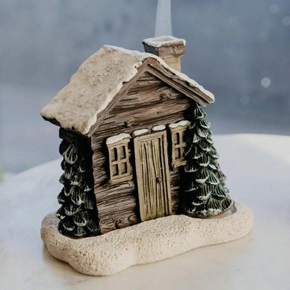 Log Cabin Incense Burner with Smoking Chimney 2