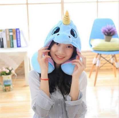 Hooded Unicorn Travel Pillow 2