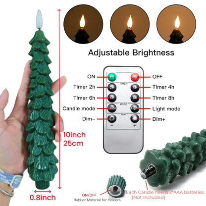 Real Wax Christmas Tree Led Flickering Taper Flameless Candles 2