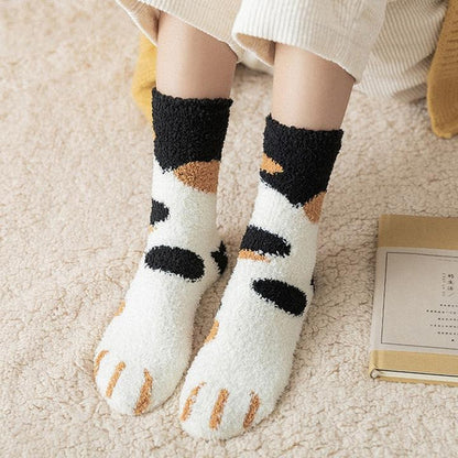 Cute Cat Paw Fluffy Winter Socks 2