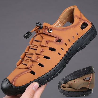 Men's Sandals Summer Beach Genuine Leather Shoes 2