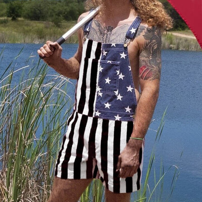 American Flag Unisex Overalls Shorts 2