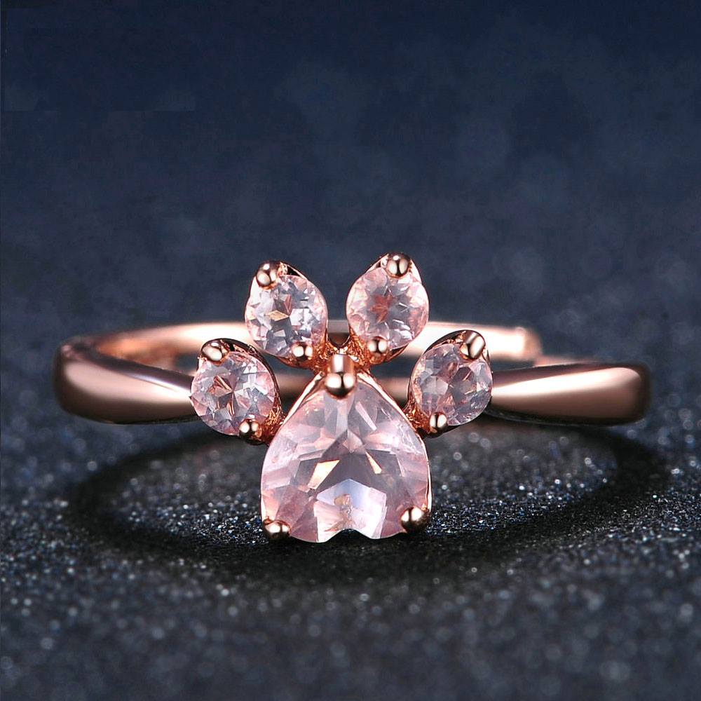 CAT PAW ROSE QUARTZ RING 2