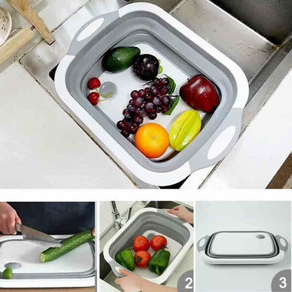 Collapsible Dish Tub&Cutting Board With Draining Plug 2