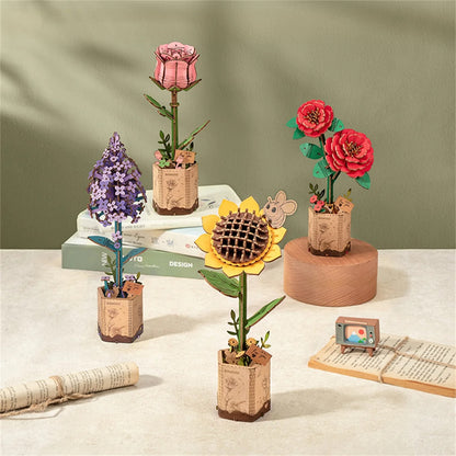 DIY Wooden Flower Bouquet 3D Wooden Puzzle 2