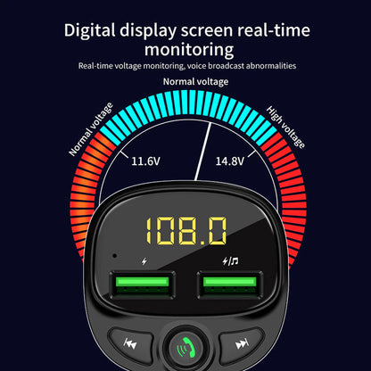 Car FM Transmitter Bluetooth 5.0 Dual USB Charger 2
