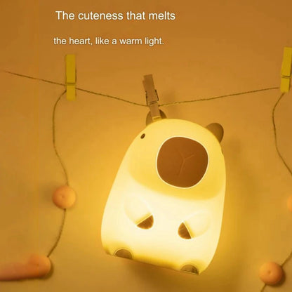 Cute Capybara LED Night Light – Rechargeable Squishy Animal Lamp with 2-Level Dimming & Timer, Touch Bedside Light for Kids & Nursery Decor 2