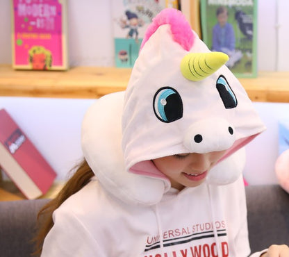 HOODED UNICORN TRAVEL PILLOW 2