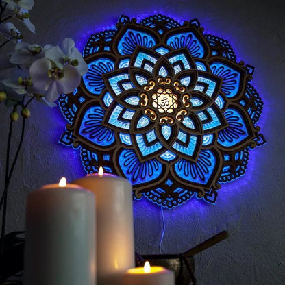 Handmade Wooden Mandala Wall Lamp 2