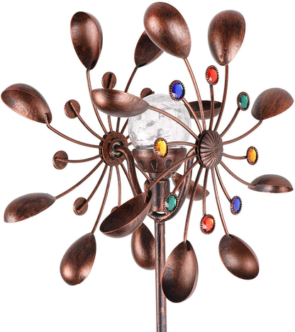 Solar Powered Glass Ball Wind Spinner 2