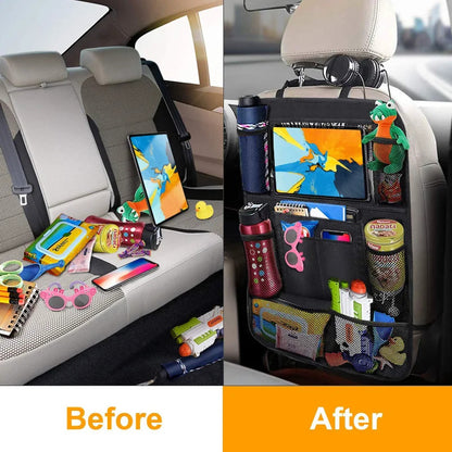 Car Backseat Organizer with Touchscreen Tablet Holder – Seat Back Protector with Storage Pockets for Auto Accessories 2