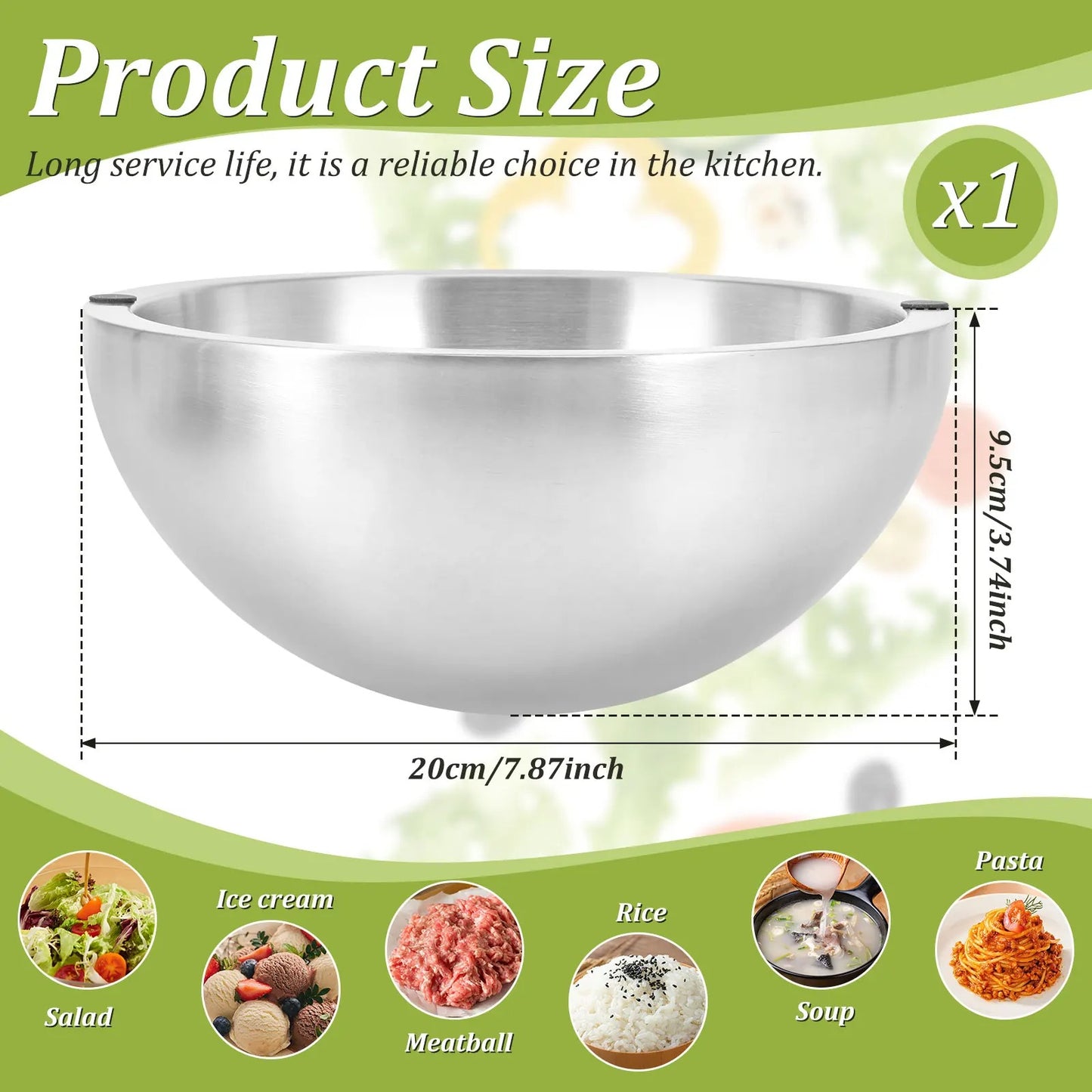 Stainless Steel Double-Wall Ice Chiller Serving Bowl 2
