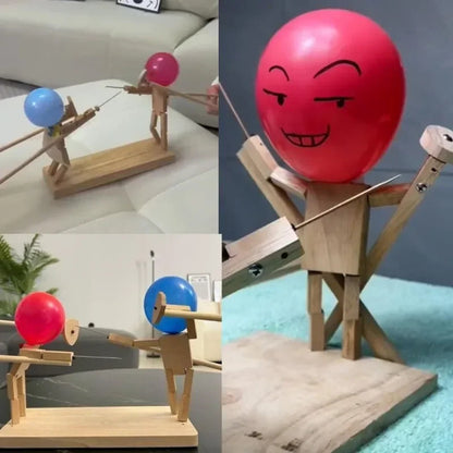 Bamboo Man Wooden Fencing Puppet Battle Game 2
