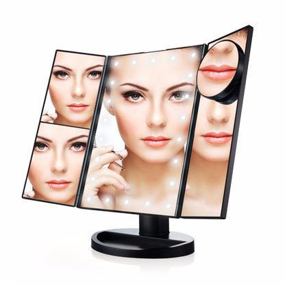 Foldable Triple-Panel LED Makeup Mirror 2