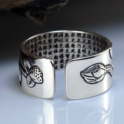 Lotus Ring with Heart Sutra 2