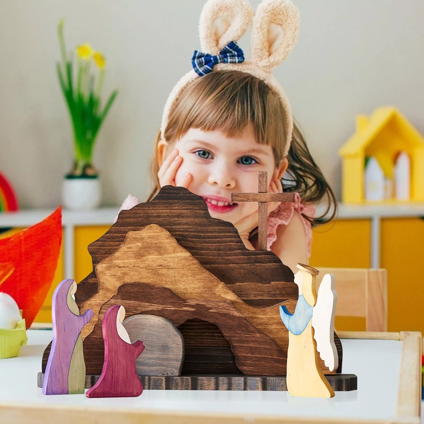 Easter Scene Wooden Decoration 2
