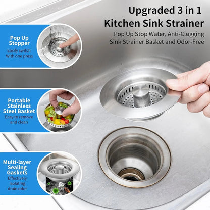 3-in-1 Stainless Steel Sink Drain Strainer 2
